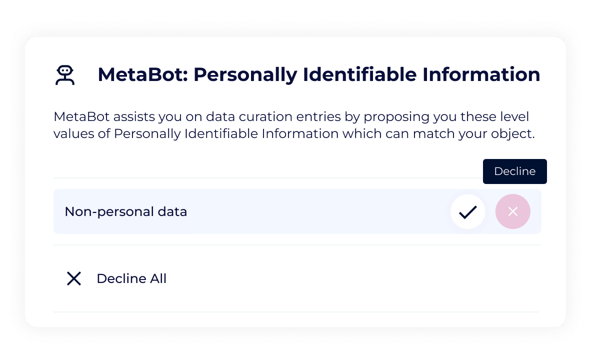 Meet Metabot: Our AI Data Steward: Automate your catalog with Metabot, DataGalaxy’s ultimate automated suggestion assistant Logo