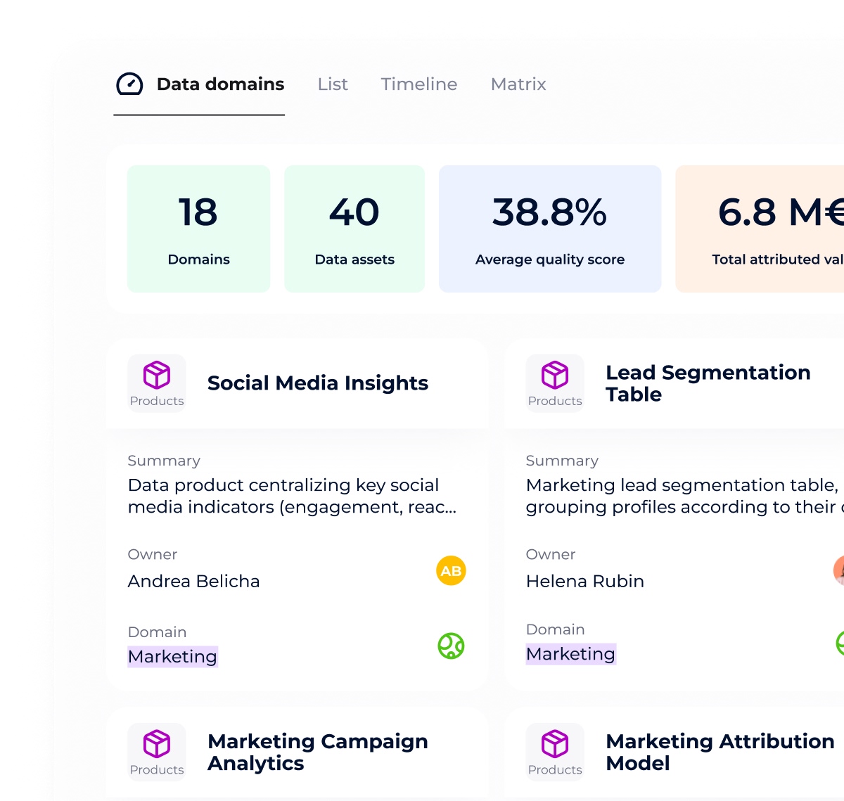 DataGalaxy Portfolio interface
